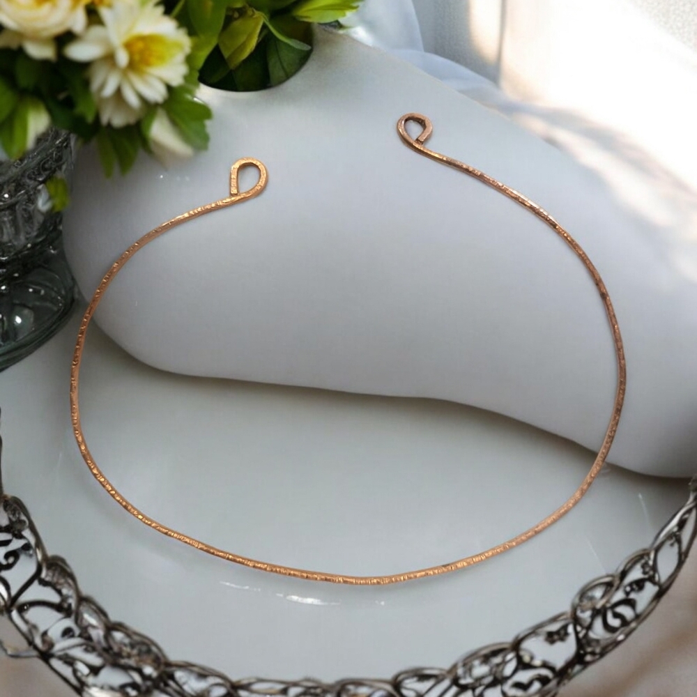 Orchid & Vine Hammered Copper Choker Necklace Choice of Pendant